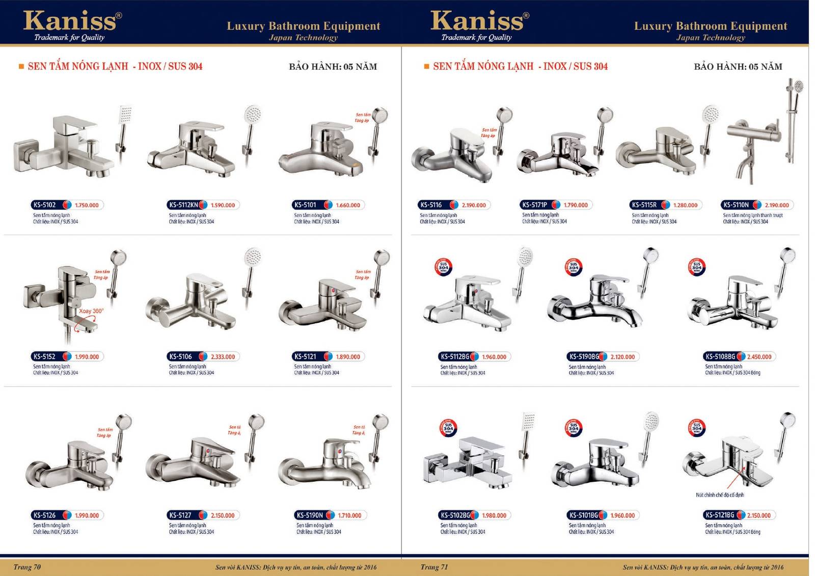 Catalogue và Bảng giá Thiết bị vệ sinh KANISS mới nhất /Page 36